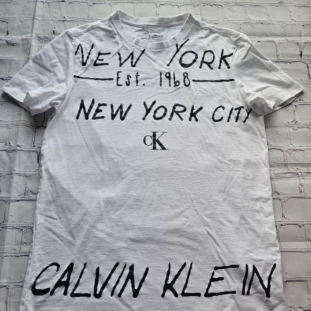 Calvin‎ Klein Men’s Graphic T-Shirt XS White Short Sleeve New York City Print